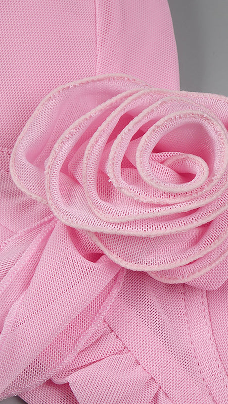 IVY FLOWER TOP RUFFLE TRIM SKIRT SUIT IN PINK