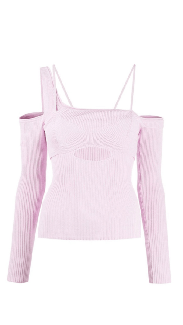 AIIZIE CUTOUT OFF-SHOULDER ASYMMETRIC SWEATER. - product image