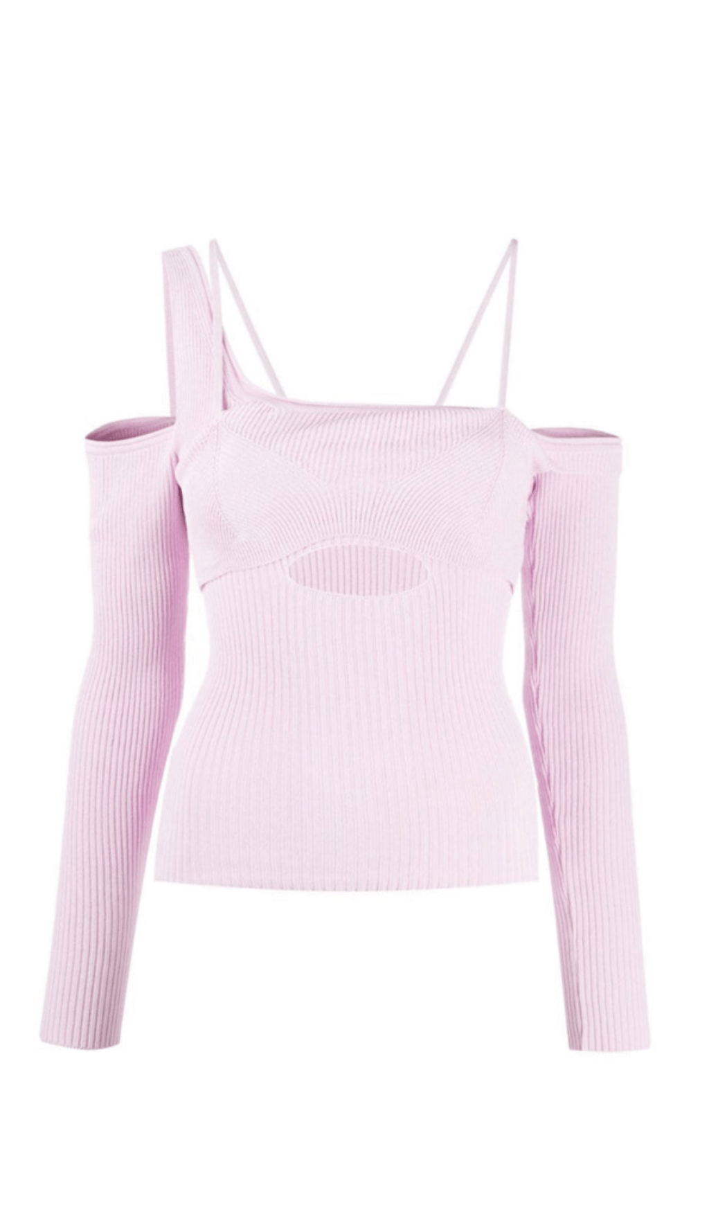 Asymmetrischer Pullover mit Ausschnitten und schulterfreiem Schnitt. 