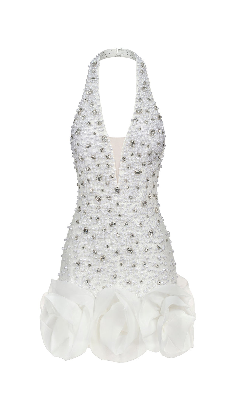 Tove Sleeveless V-neck Diamond Flowers Mini Dress