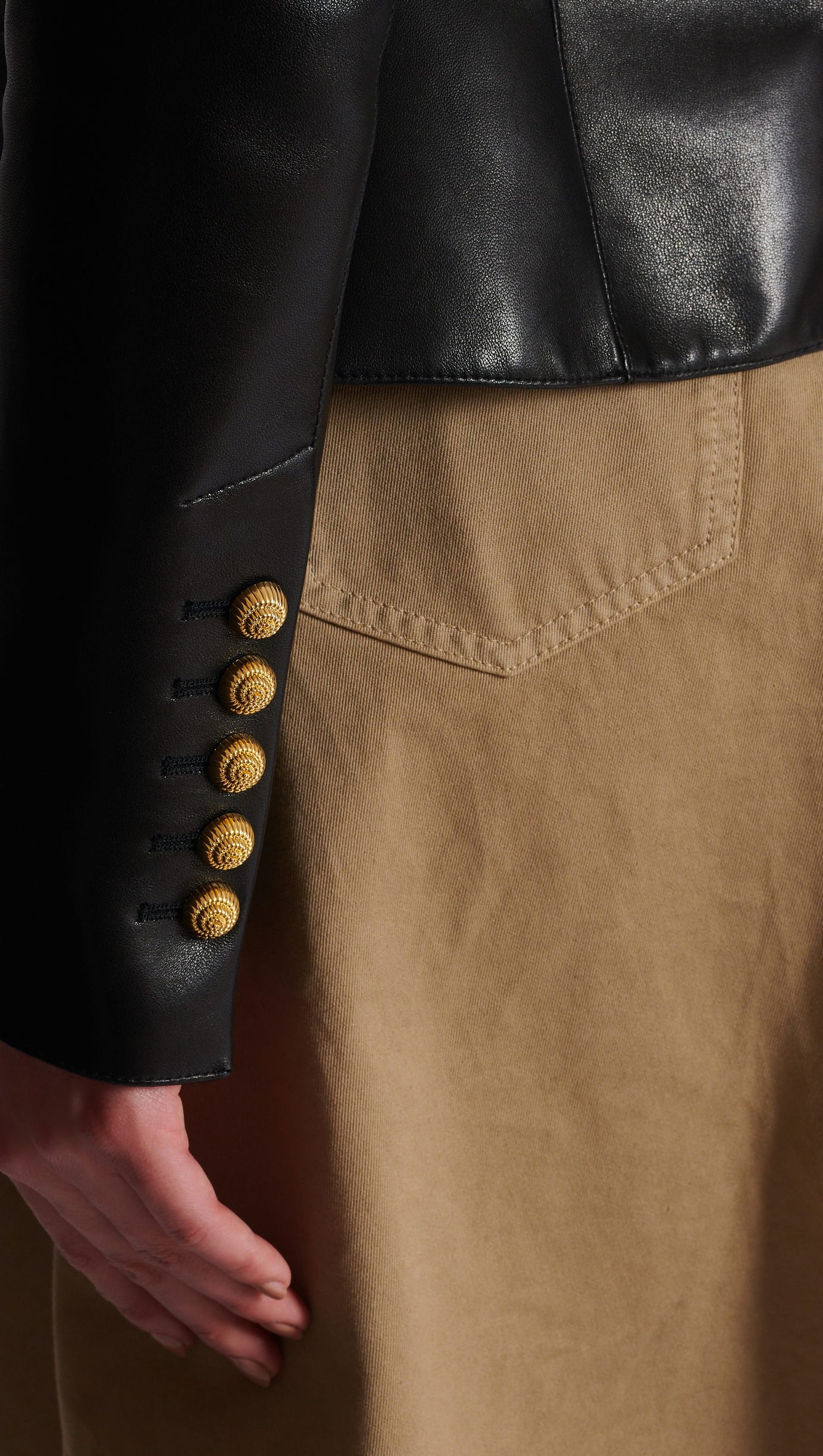 LAMBSKIN LEATHER PEPLUM JACKET