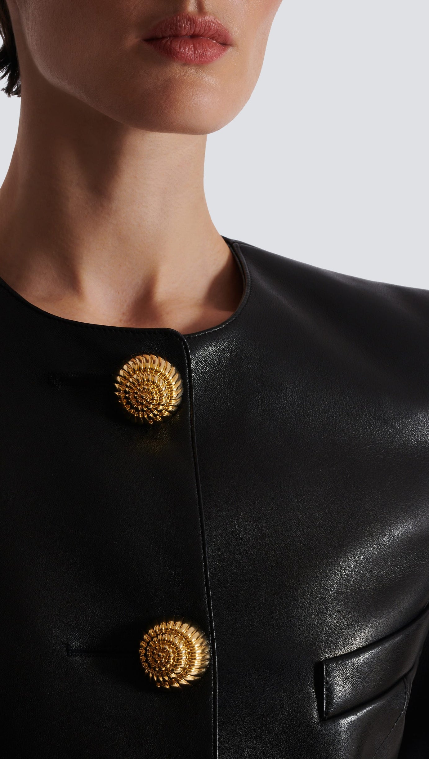 LAMBSKIN LEATHER PEPLUM JACKET