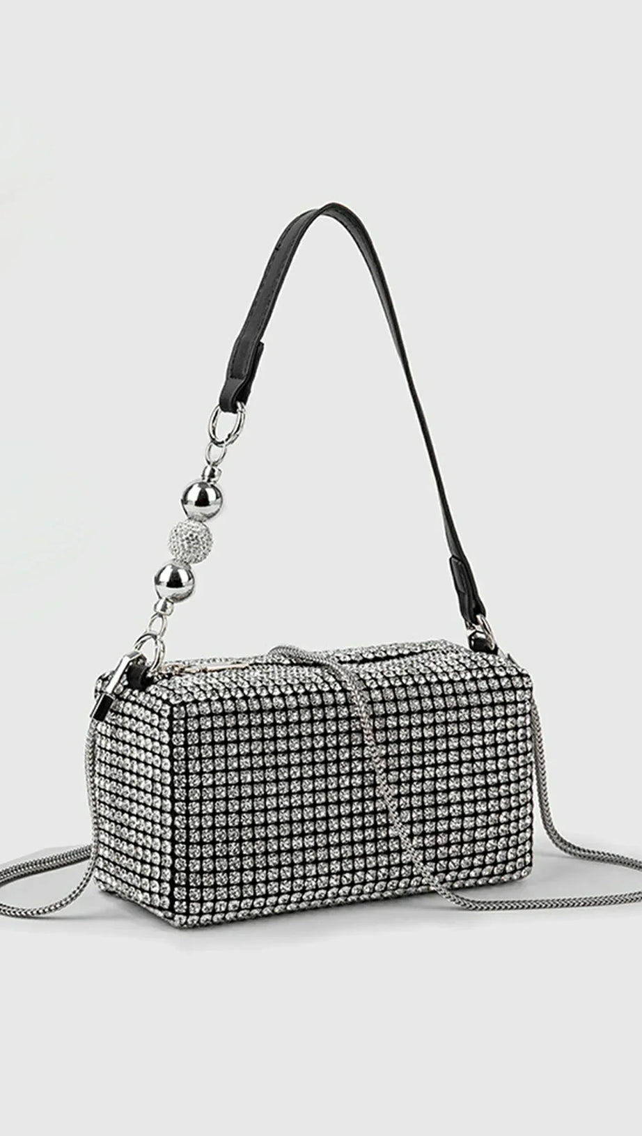 BORSA A MANO DAJIA CON CATENA DI DIAMANTI E PERLE