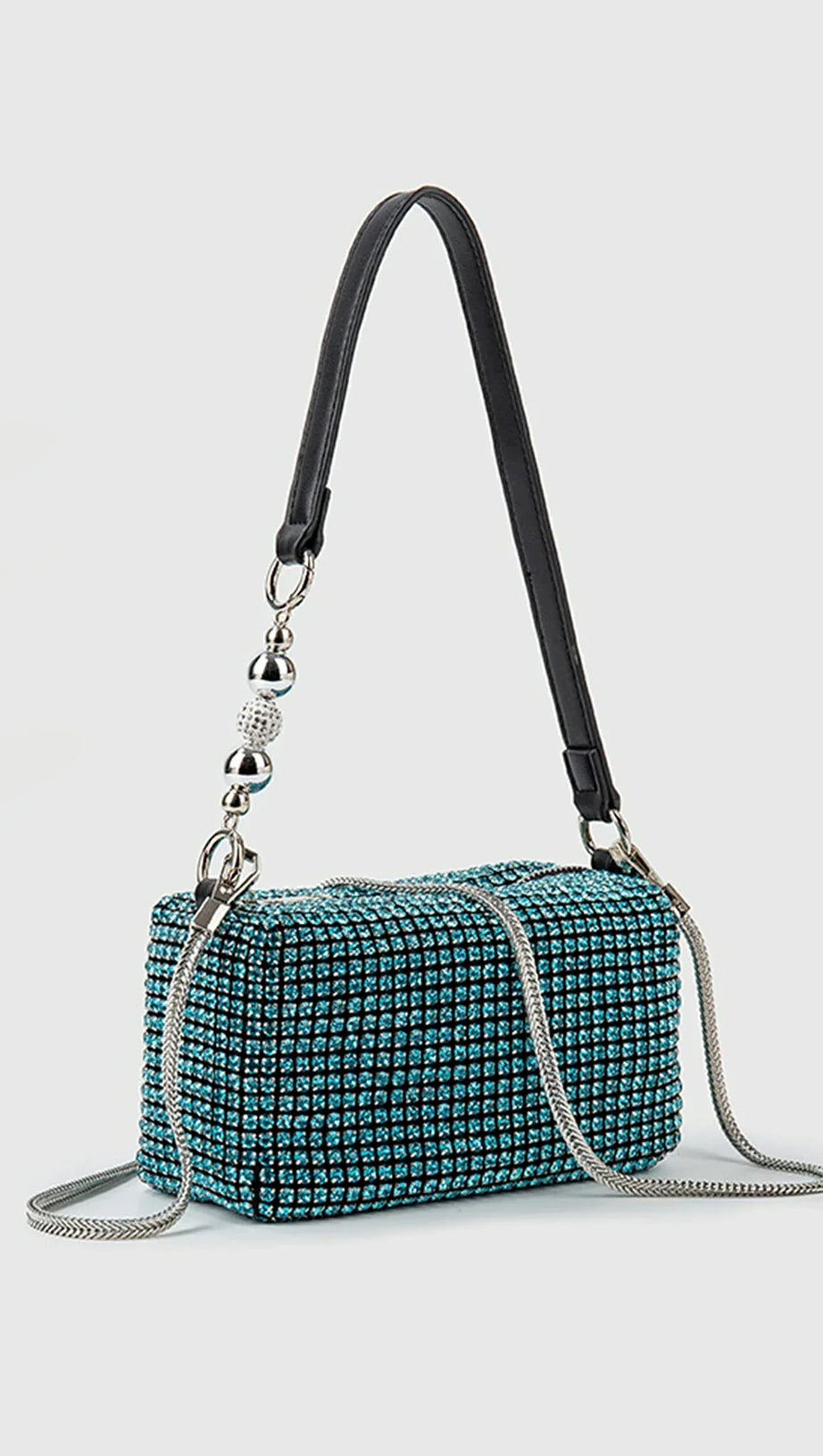 BORSA A MANO DAJIA CON CATENA DI DIAMANTI E PERLE