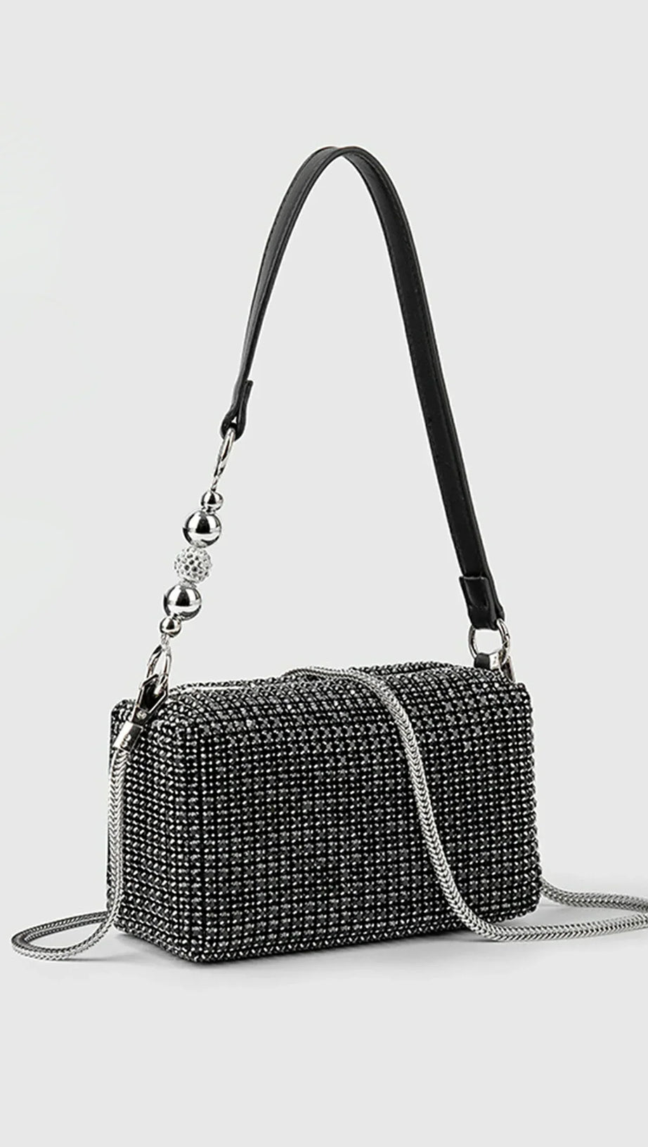 BORSA A MANO DAJIA CON CATENA DI DIAMANTI E PERLE