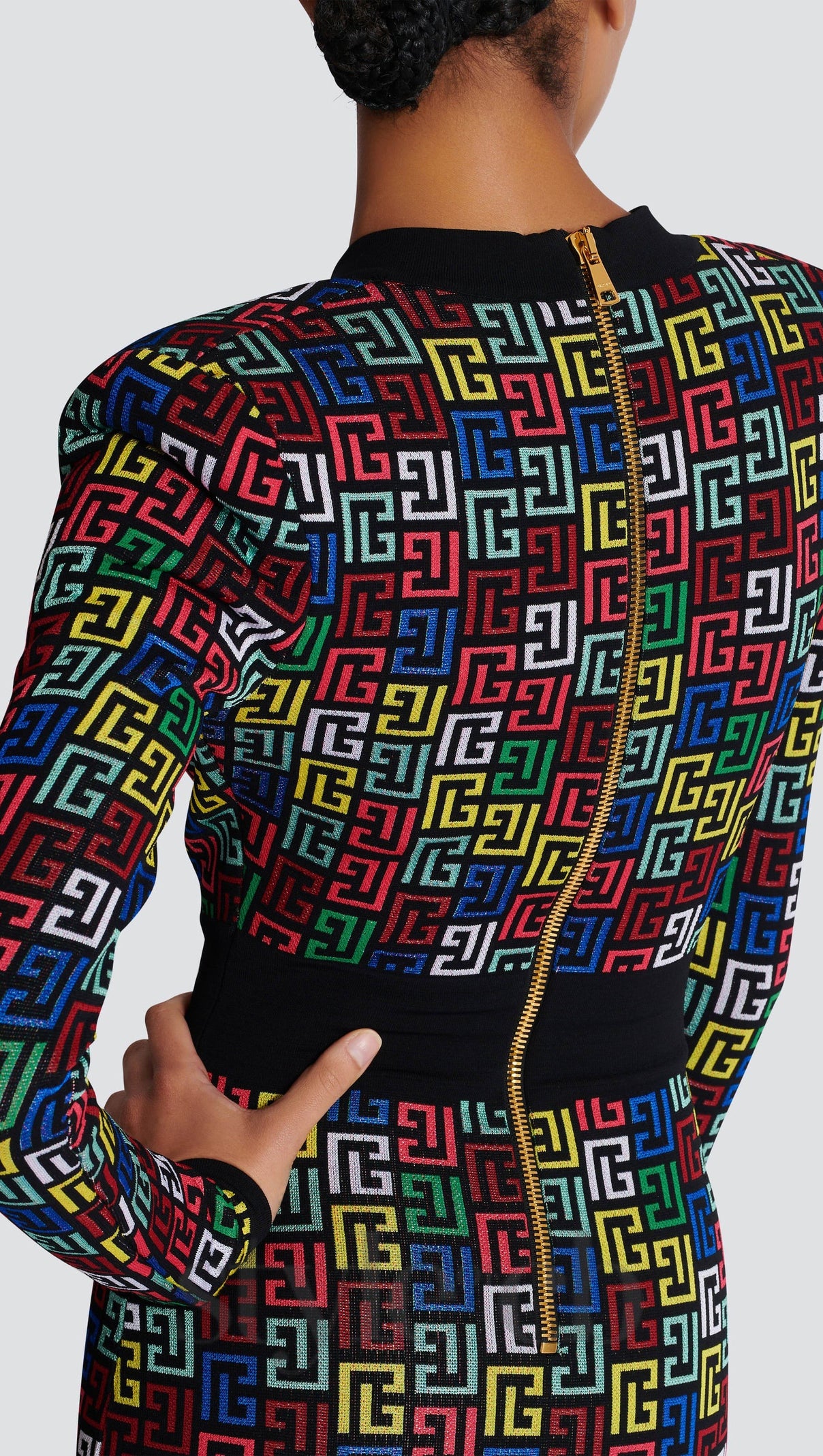 AIIZIE QUANNA MULTICOLOR MONOGRAM KNIT MINI DRESS - product image