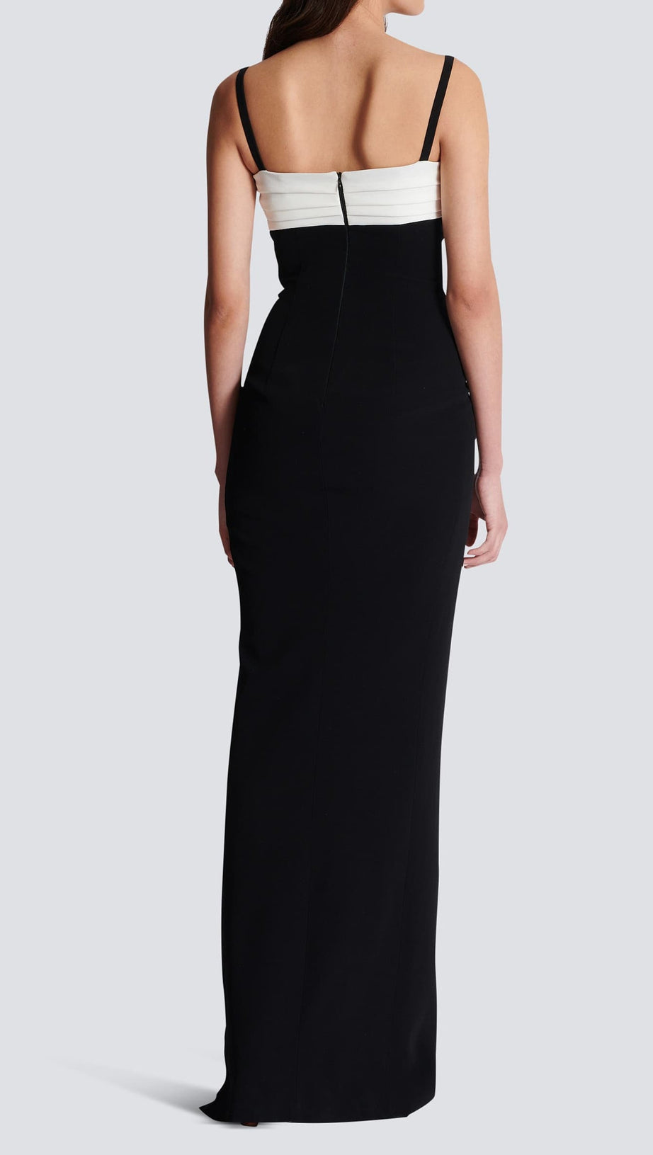 ABITO LUNGO IN CREPE BICOLORE CON SPACCO SULLA GAMBA