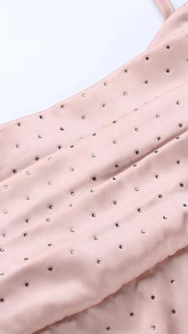 DIAMOND RUCHED MINI DRESS IN PINK
