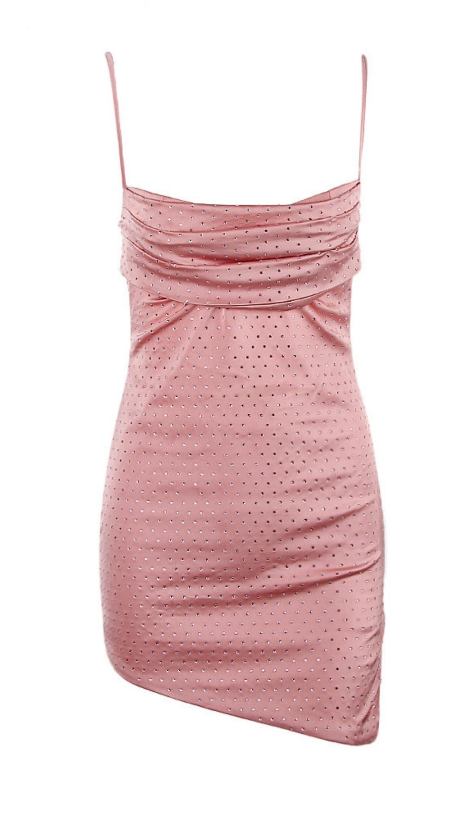 DIAMOND RUCHED MINI DRESS IN PINK
