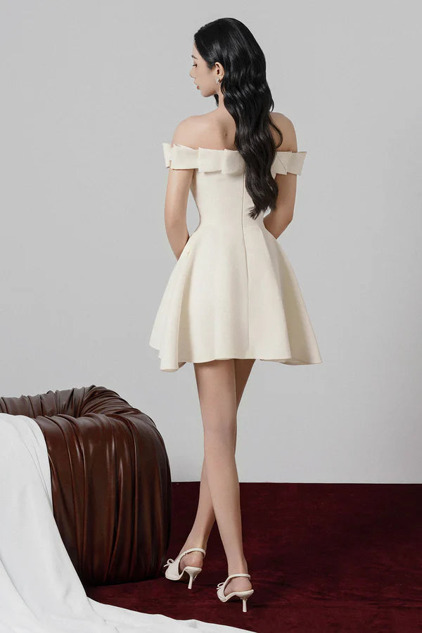 AIIZIE A-LINE OPEN SHOULDER TWEED MINI DRESS - product image