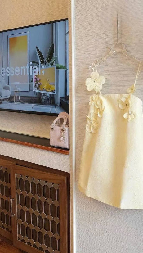 TRACY FLORAL JACQUARD MINI DRESS IN YELLOW