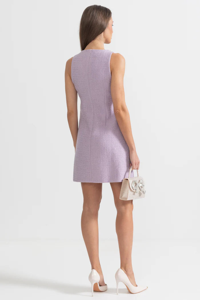 AIIZIE SEQUIN LACE EMBELLISHMENTS TEXTURED MINI DRESS IN PURPLE - product image
