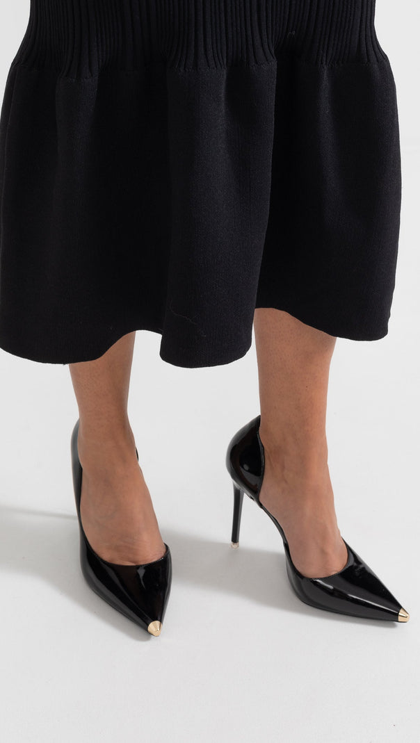Asymmetric Stiletto Pumps - Black