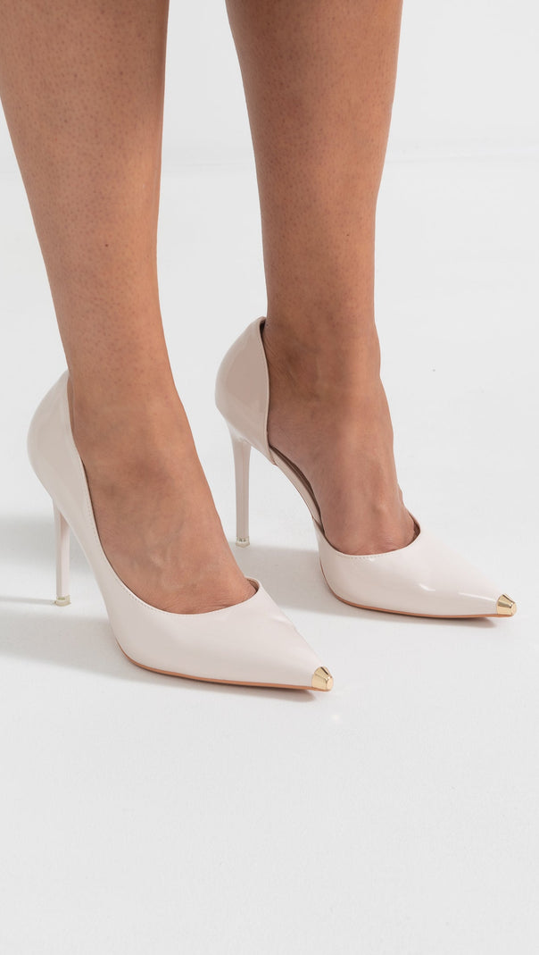 Light Beige Asymmetric Stiletto Pumps