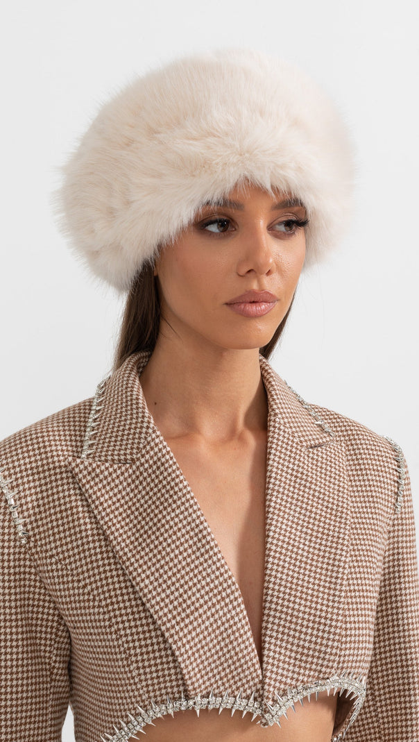 Furry Hat With Wide Brim - Ivoire