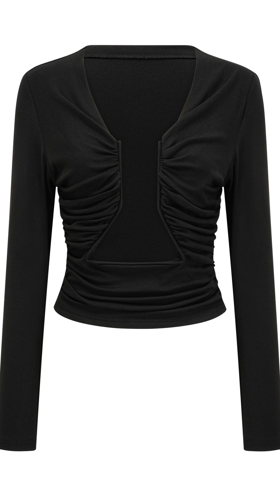 ANAÏS BLACK OPEN-FRONT GATHERED TOP