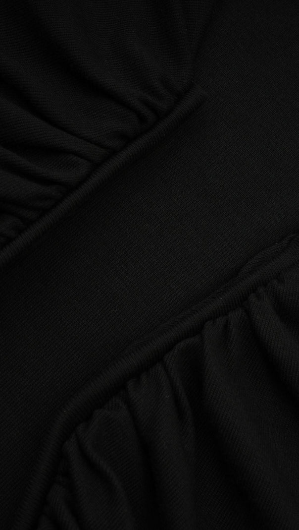 AIIZIE ANAÏS BLACK OPEN-FRONT GATHERED TOP - product image