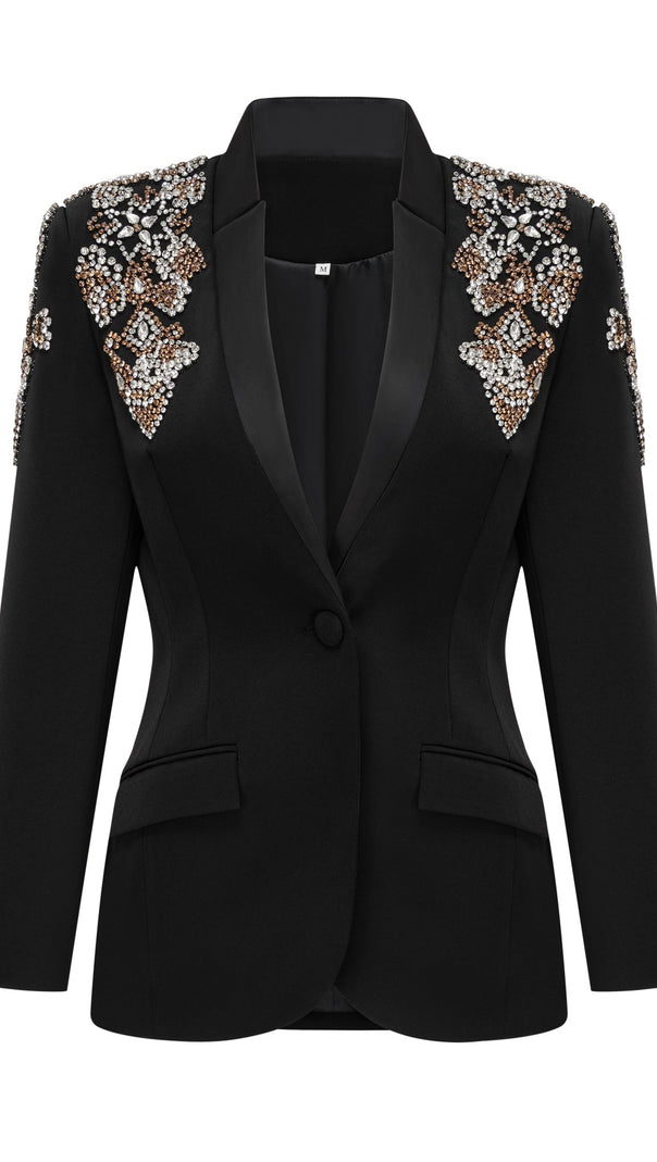 AIIZIE DELPHINE BLACK EMBELLISHED JACKET & TROUSERS MATCHING SET - product image