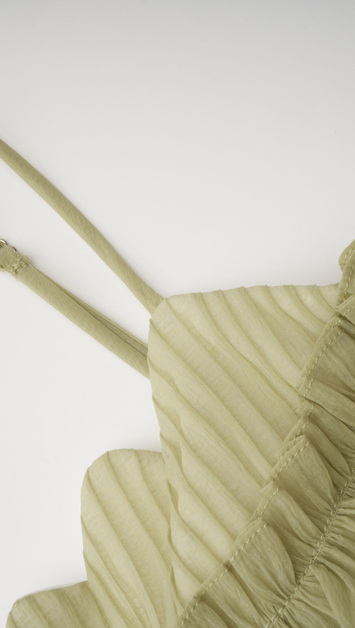 Matcha Ruffled Shirred Tulle Maxi Dress