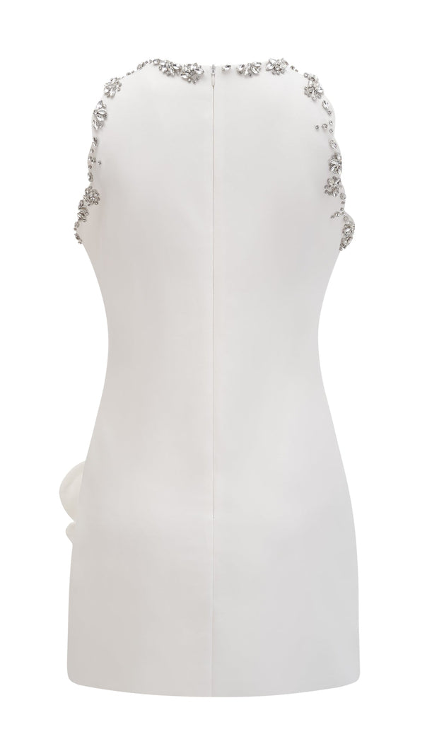 AIIZIE CRYSTAL BOW-DETAIL MINI DRESS IN WHITE - product image