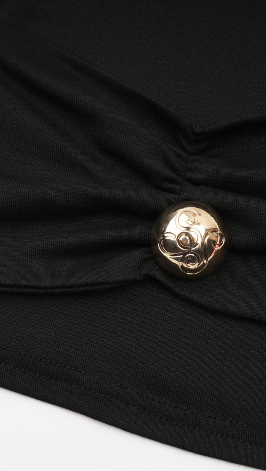 TOP IN JERSEY ELASTICIZZATO CON RUCHES NERO ODETTE