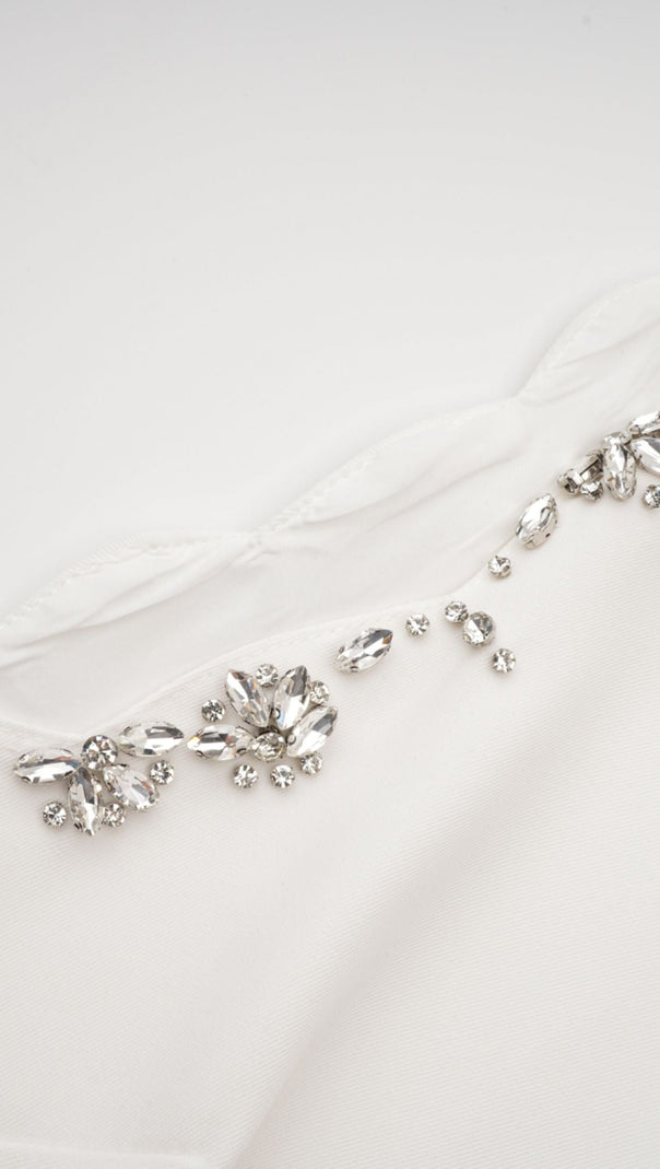 AIIZIE CRYSTAL BOW-DETAIL MINI DRESS IN WHITE - product image