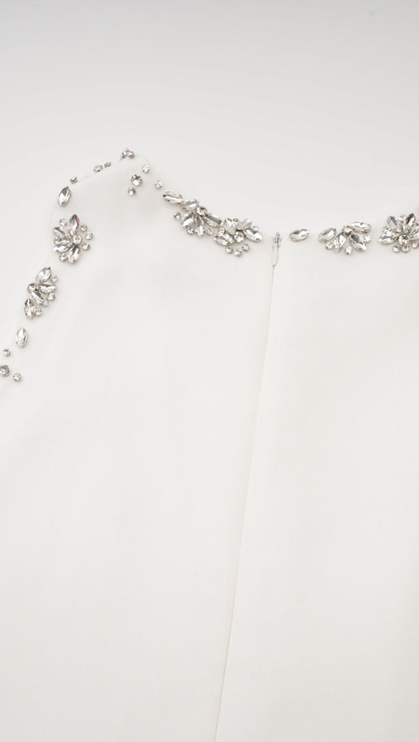 AIIZIE CRYSTAL BOW-DETAIL MINI DRESS IN WHITE - product image