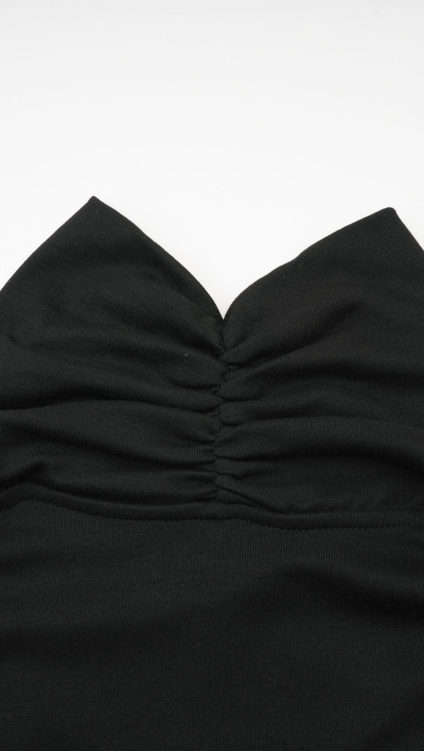 ODETTE BLACK RUCHED STRETCH-JERSEY TOP