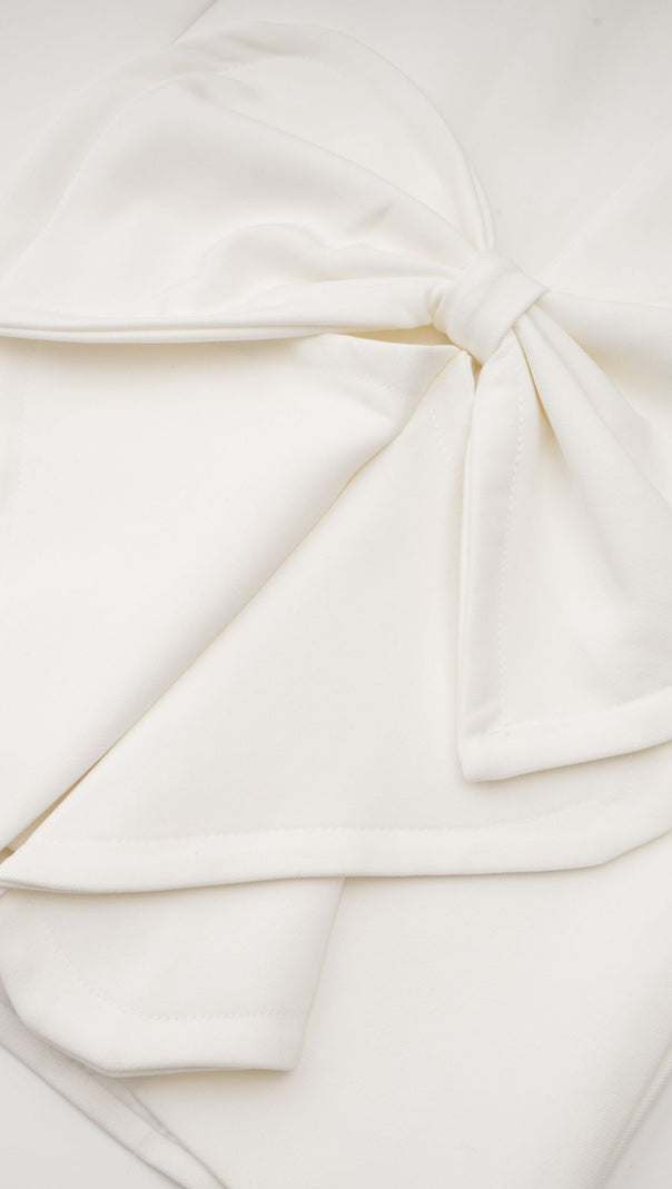 AIIZIE CRYSTAL BOW-DETAIL MINI DRESS IN WHITE - product image
