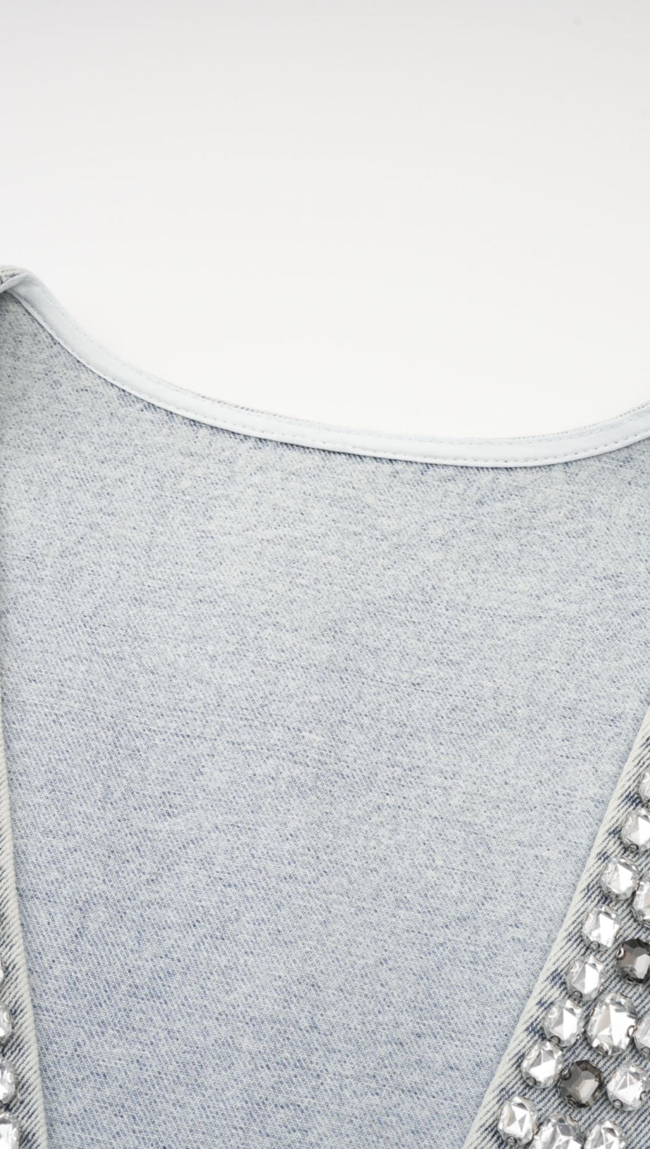 DAPHNÉ BLUE CRYSTAL SLEEVELESS DENIM MINI DRESS