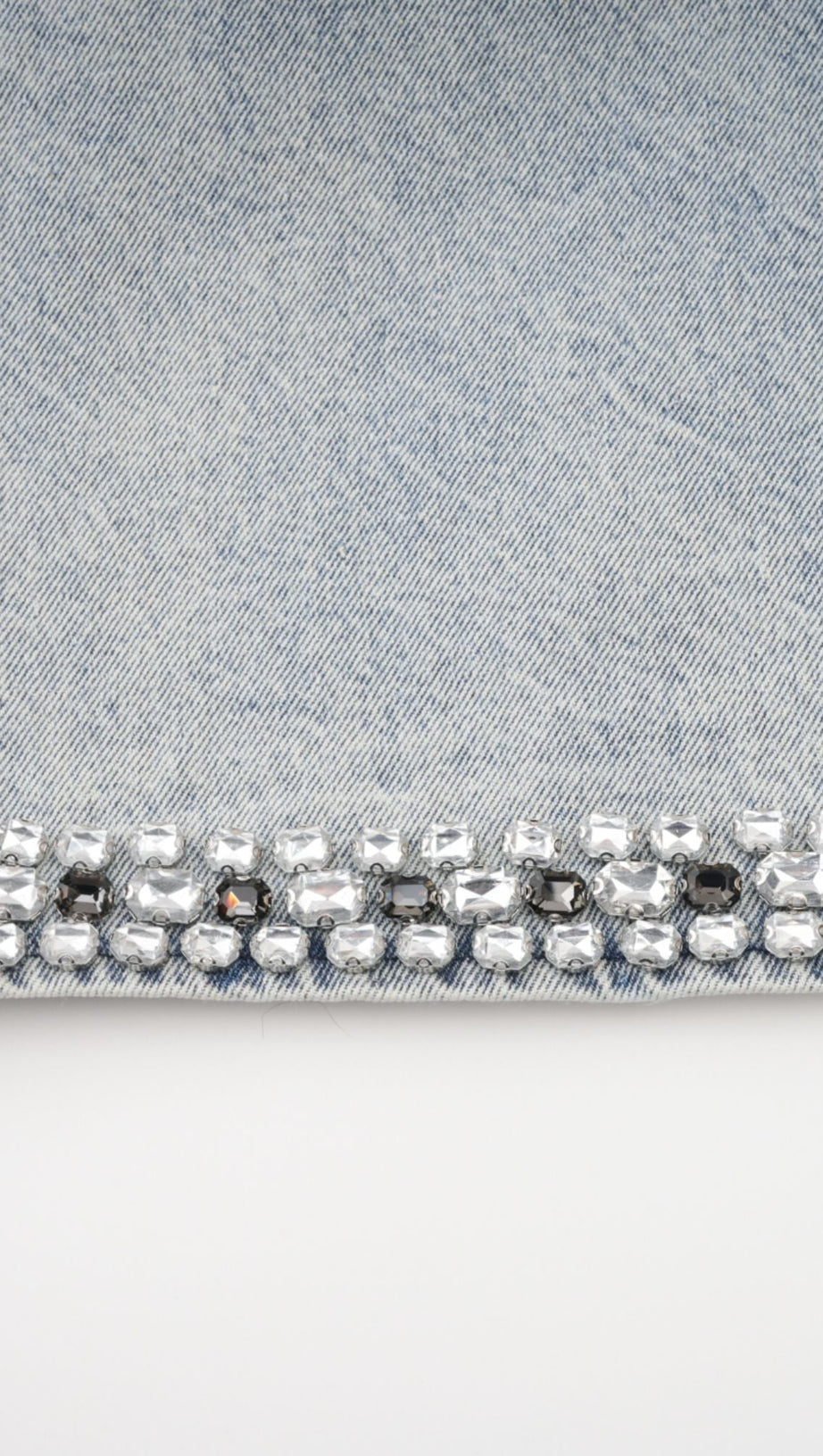 DAPHNÉ BLUE CRYSTAL SLEEVELESS DENIM MINI DRESS