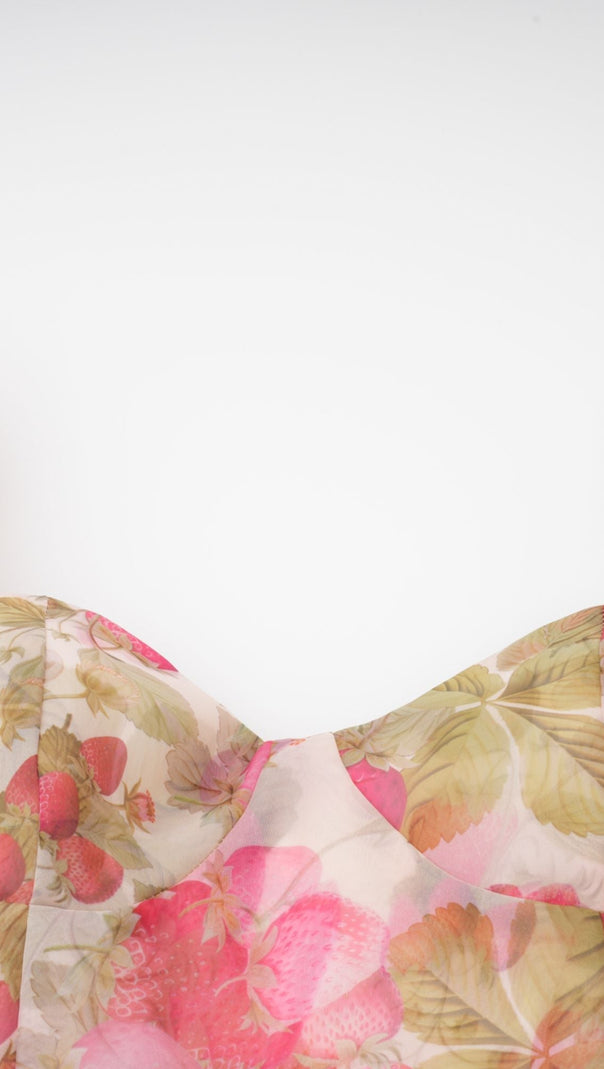 AIIZIE FRUIT-PRINT RUFFLED MAXI DRESS IN PINK - product image