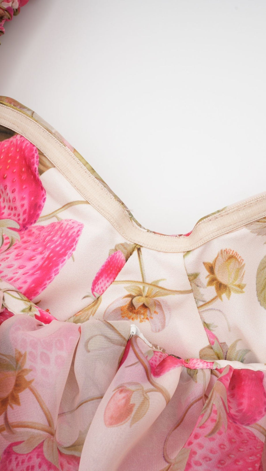 FRUIT-PRINT RUFFLED MAXI DRESS IN PINK