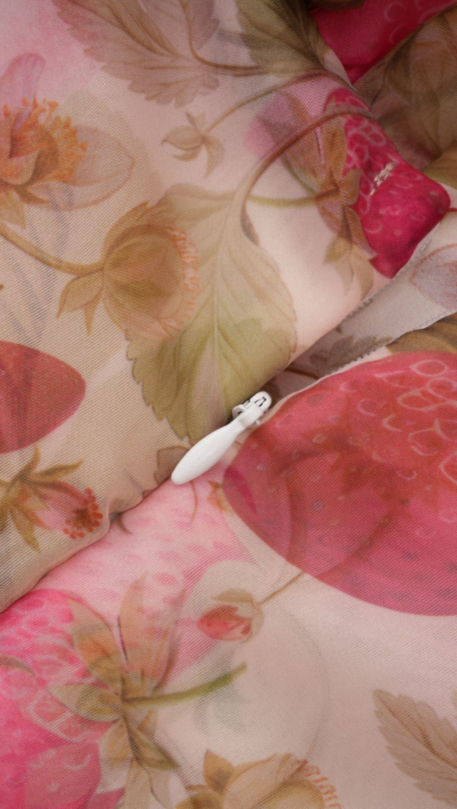 FRUIT-PRINT RUFFLED MAXI DRESS IN PINK