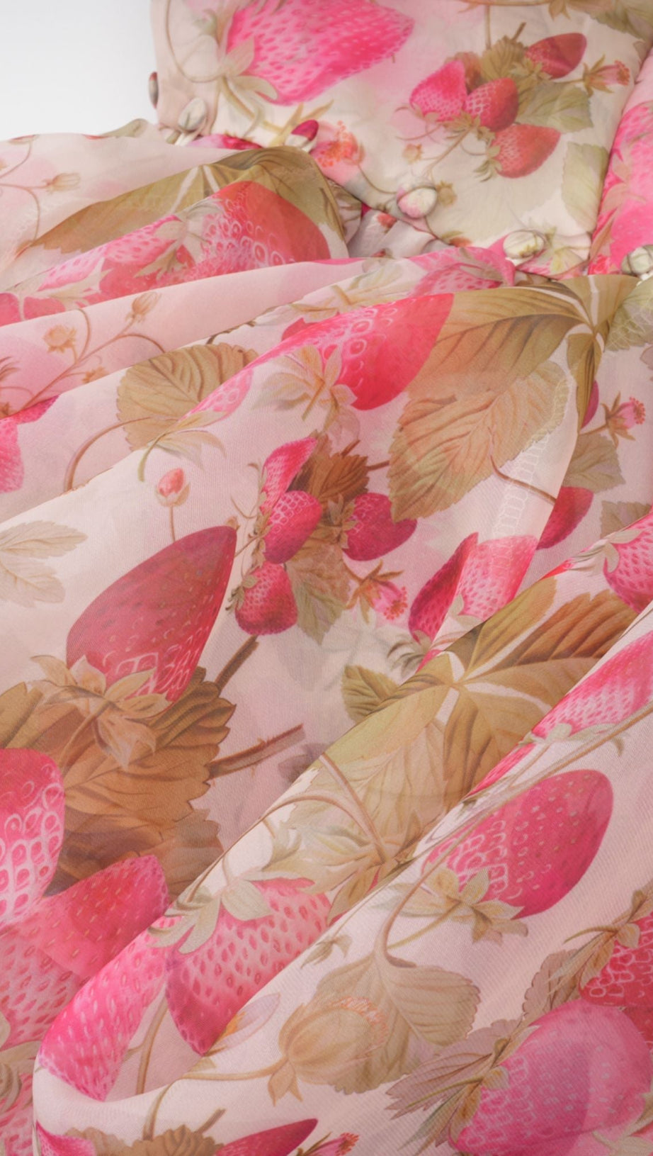 FRUIT-PRINT RUFFLED MAXI DRESS IN PINK