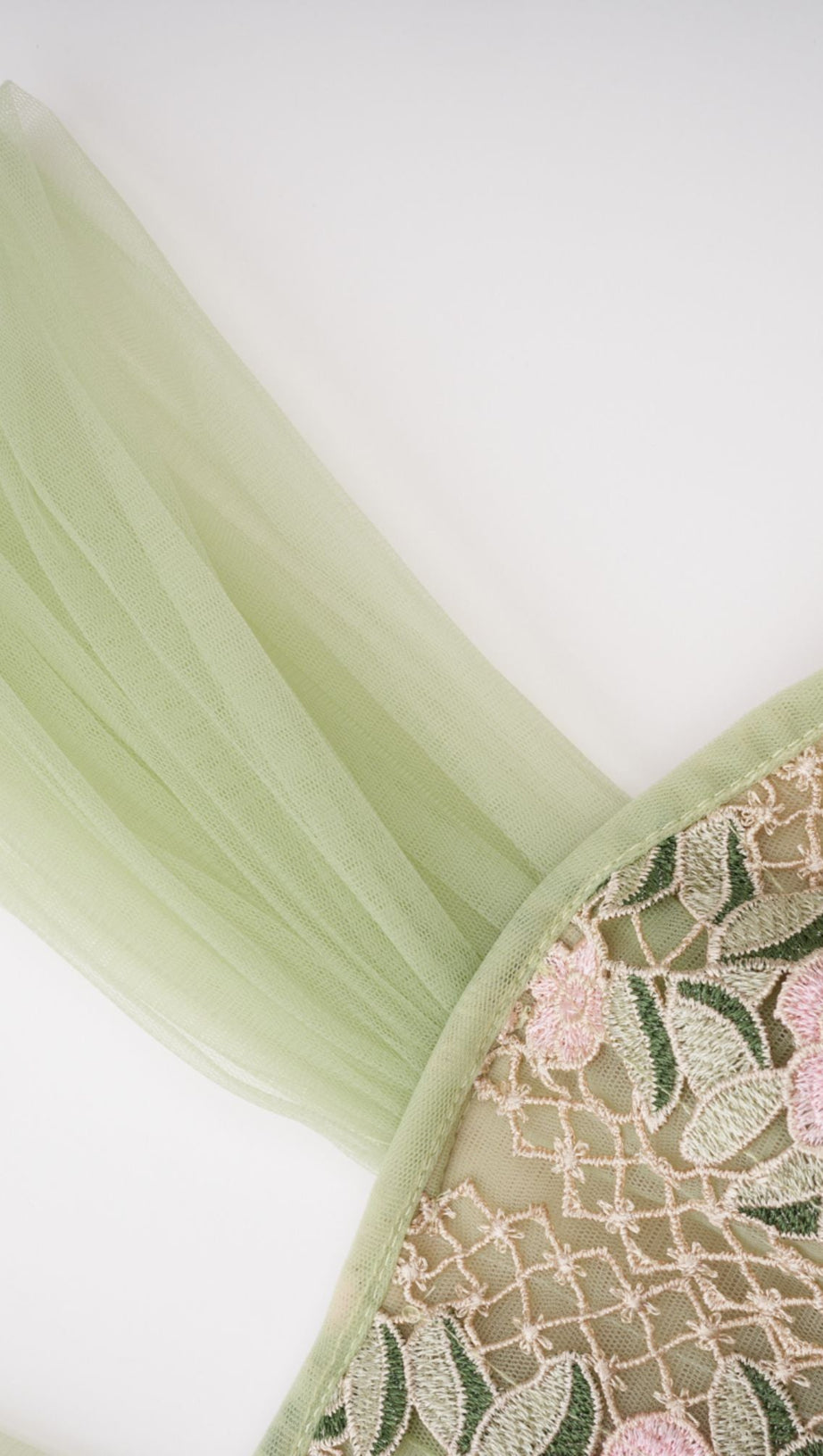 octavia Tulle Panel Floral Midi Dress in green