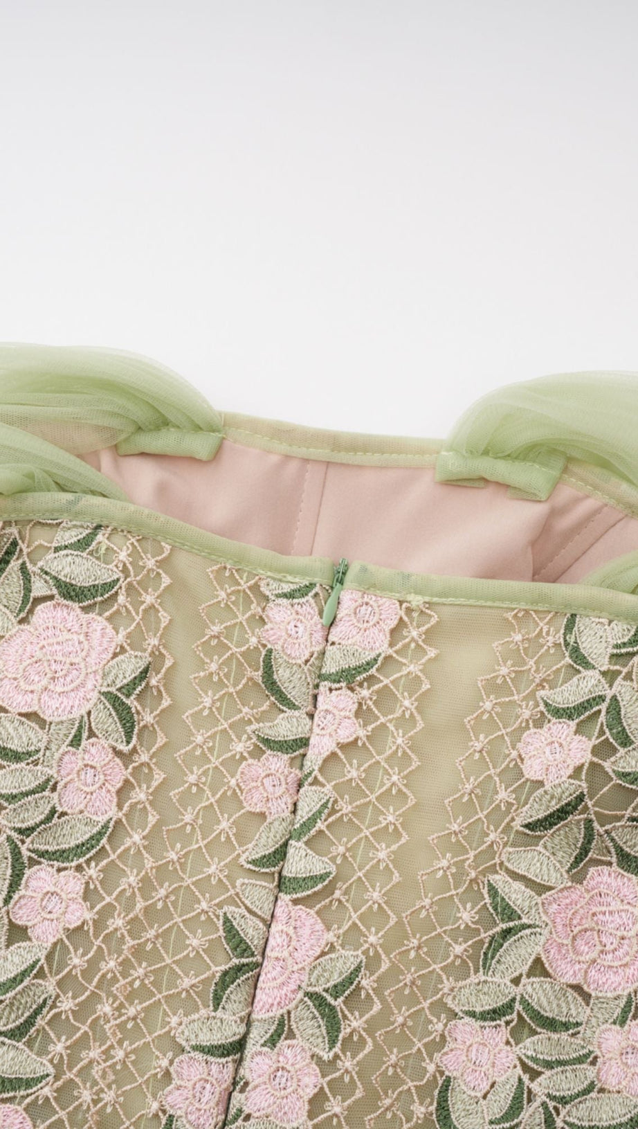 octavia Tulle Panel Floral Midi Dress in green