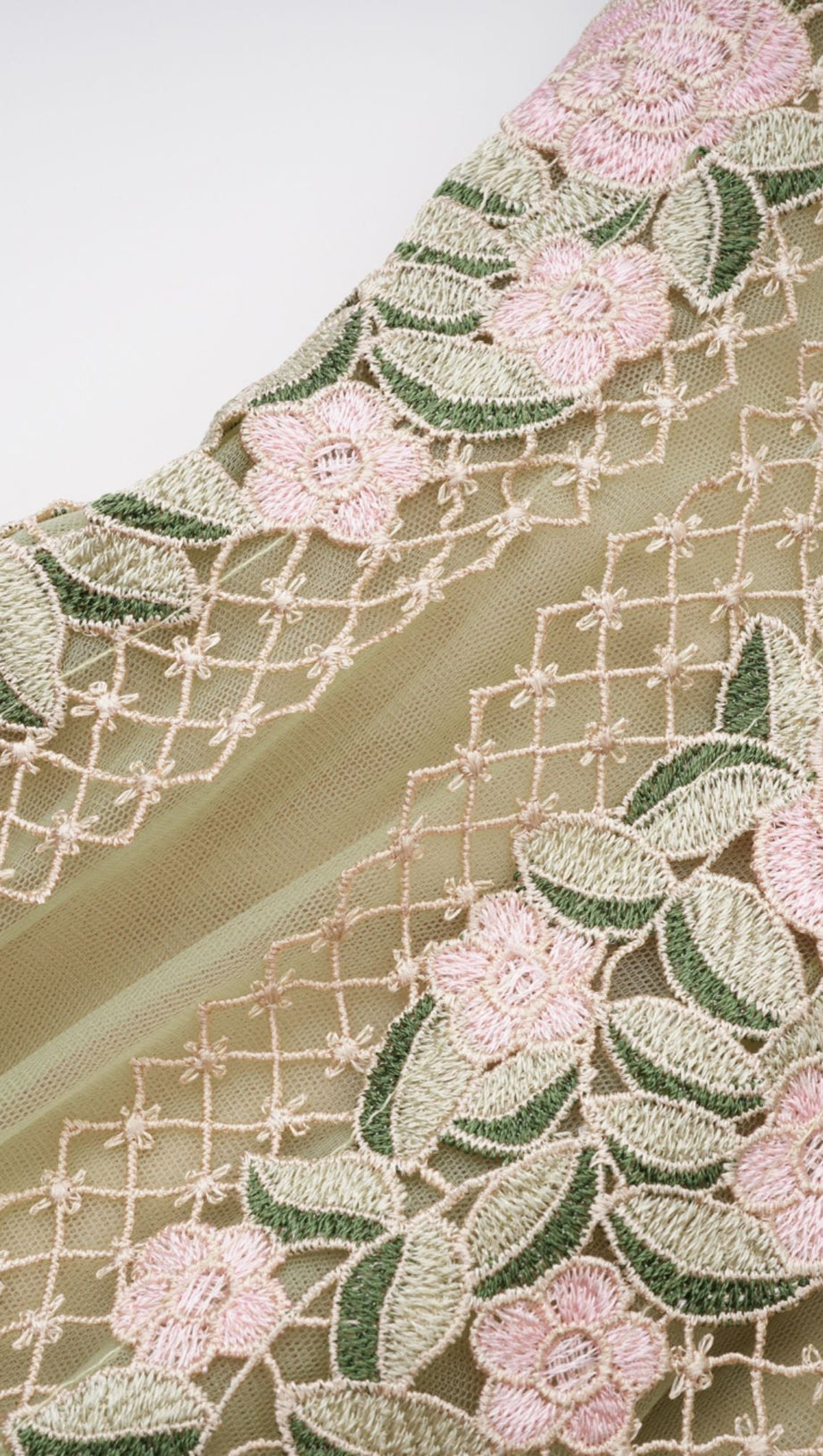 octavia Tulle Panel Floral Midi Dress in green