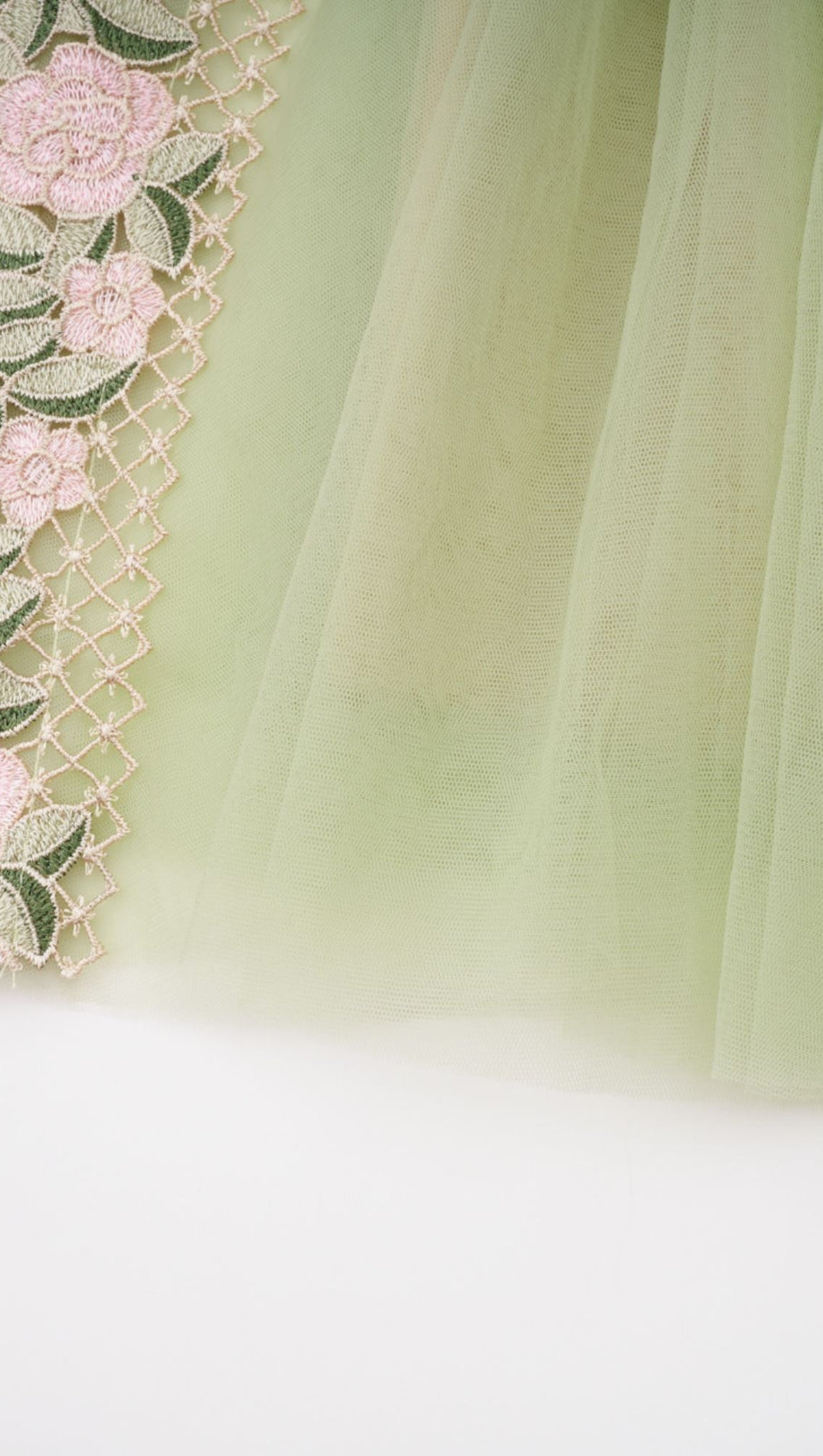 octavia Tulle Panel Floral Midi Dress in green