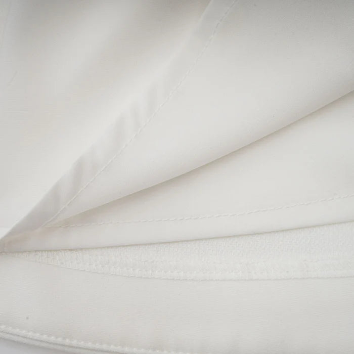 GOLD-BUTTON PLEATED PEPLUM-HEM WHITE  BLAZER DRESS