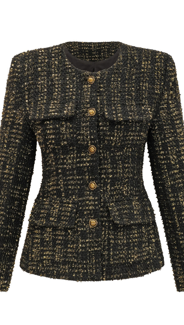 AIIZIE CLAUDINE BLACK METALLIC TWEED JACKET & SHORTS MATCHING SET - product image