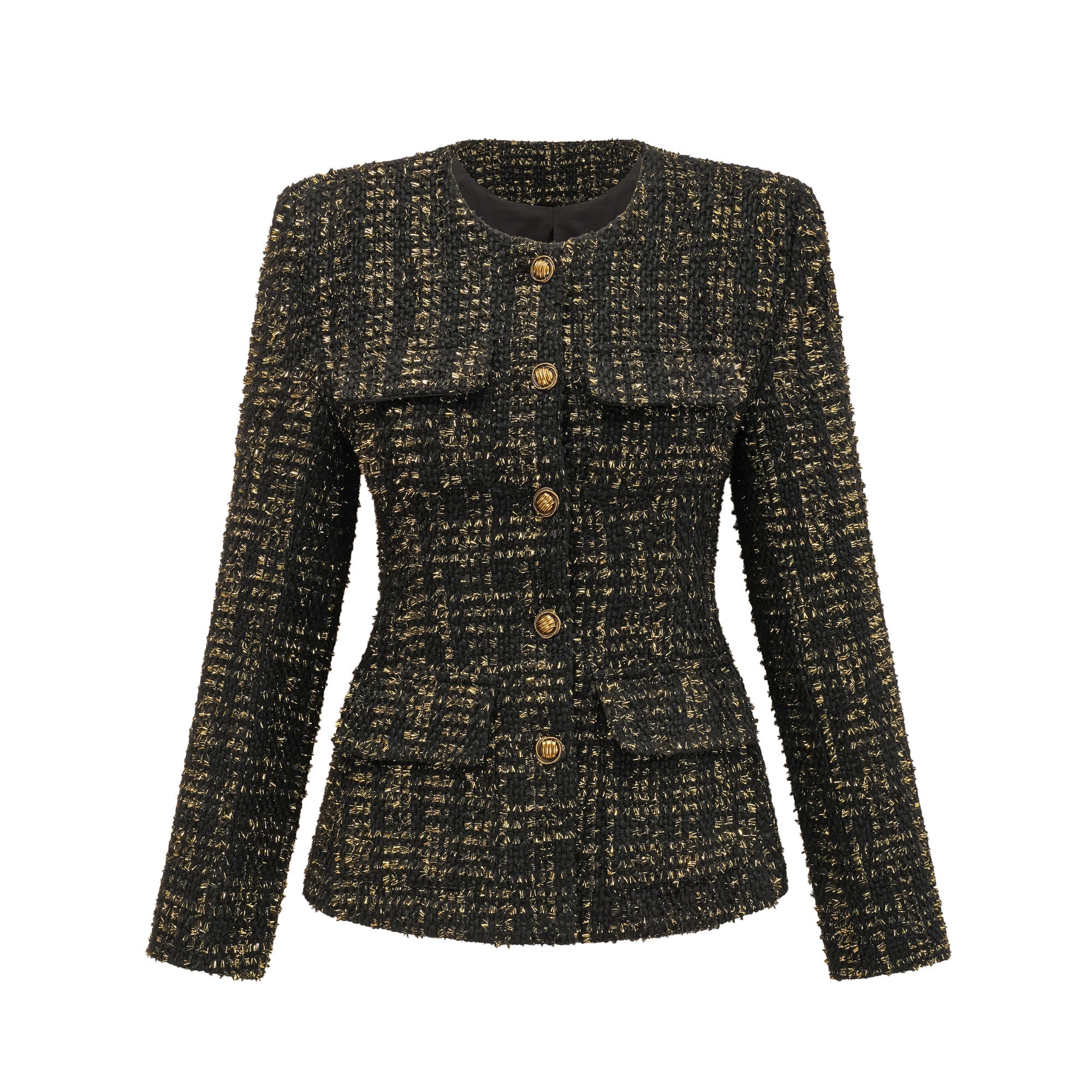 CLAUDINE BLACK METALLIC TWEED JACKET & SHORTS MATCHING SET
