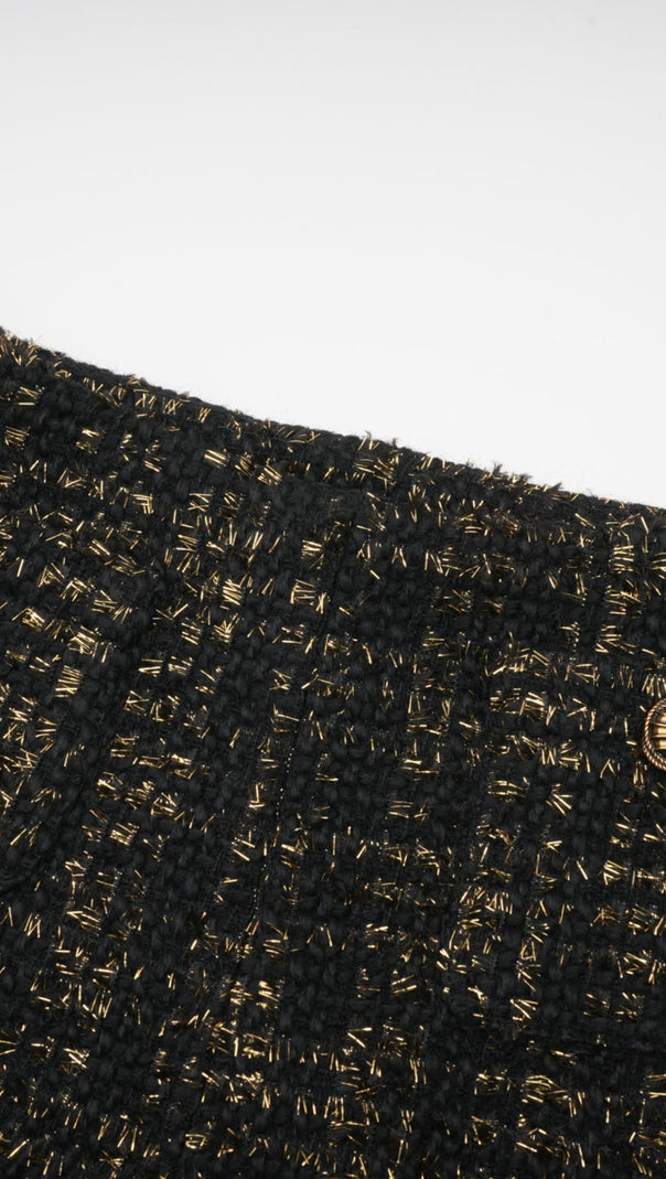 CLAUDINE BLACK METALLIC TWEED JACKET & SHORTS MATCHING SET