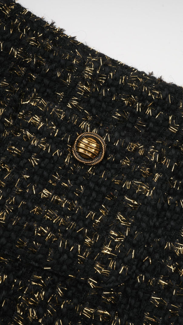 CLAUDINE BLACK METALLIC TWEED JACKET & SHORTS MATCHING SET