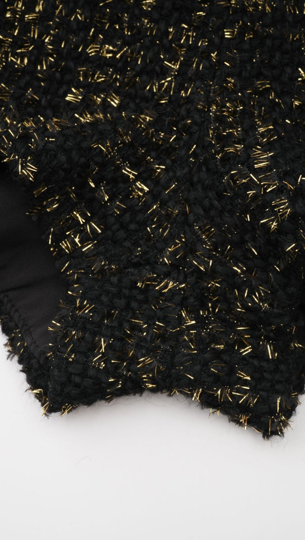 CLAUDINE BLACK METALLIC TWEED JACKET & SHORTS MATCHING SET