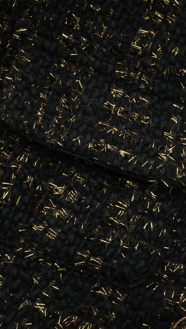 CLAUDINE BLACK METALLIC TWEED JACKET & SHORTS MATCHING SET