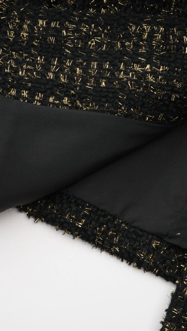 CLAUDINE BLACK METALLIC TWEED JACKET & SHORTS MATCHING SET