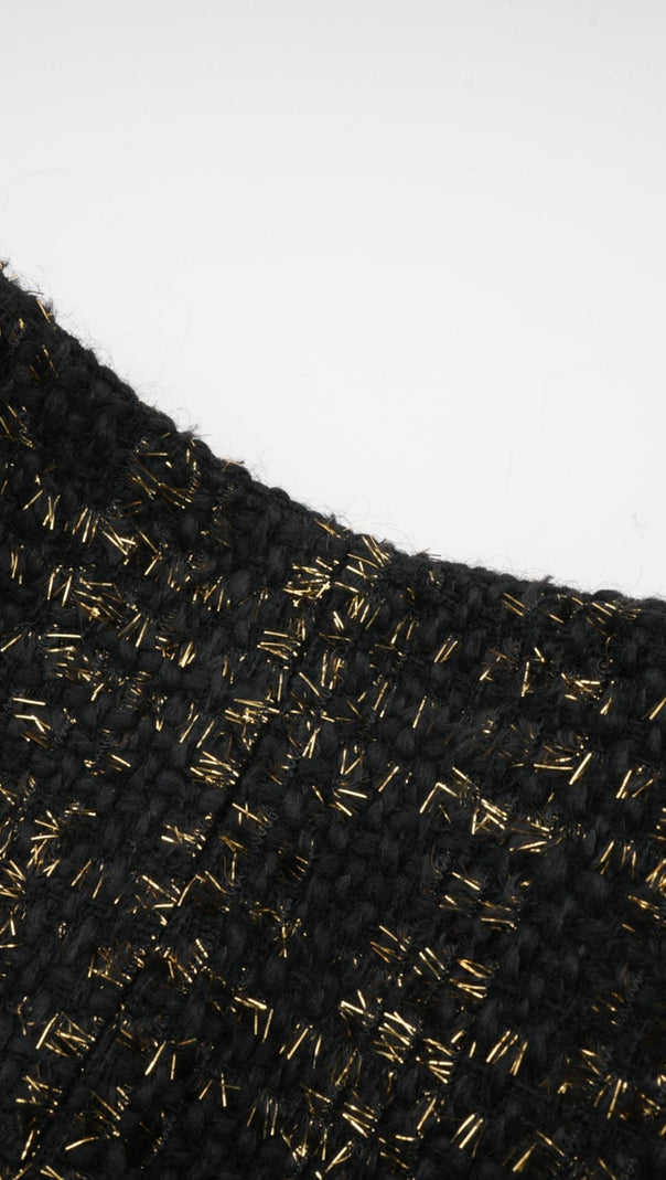 CLAUDINE BLACK METALLIC TWEED JACKET & SHORTS MATCHING SET