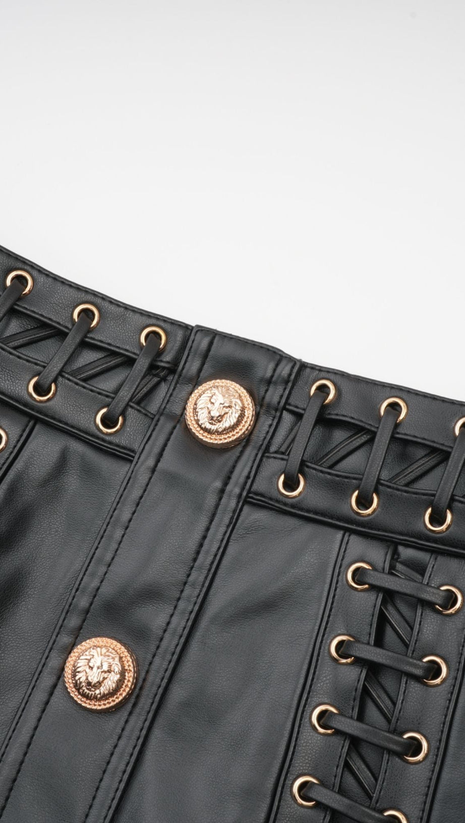 DAPHNÉ EYELET-EMBELLISHED LEATHER JACKET & SKIRT MATCHING SET