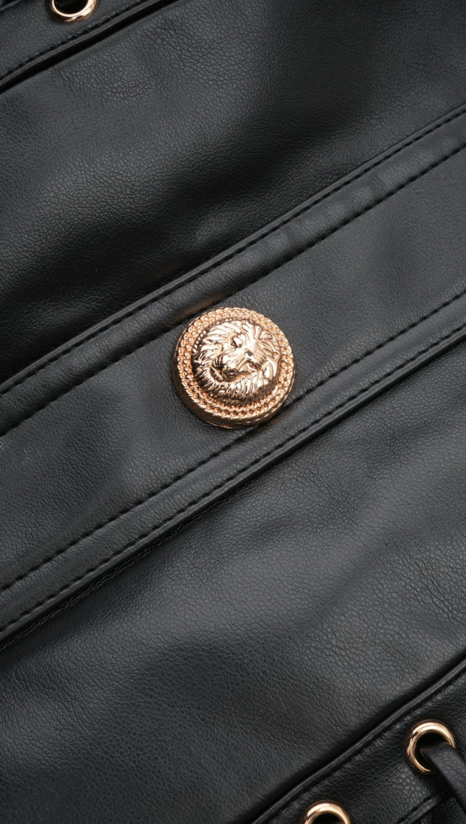 DAPHNÉ EYELET-EMBELLISHED LEATHER JACKET & SKIRT MATCHING SET